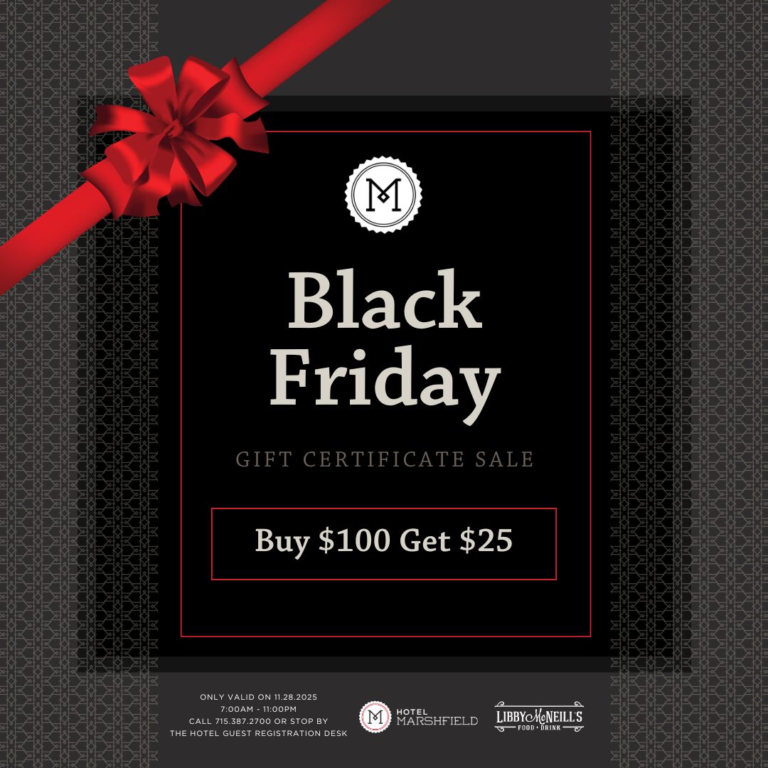 a black gift certificate with a red ribbon and a bow