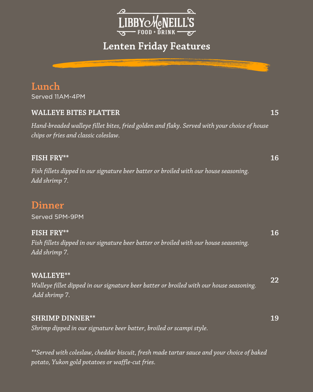 a menu of a restaurant