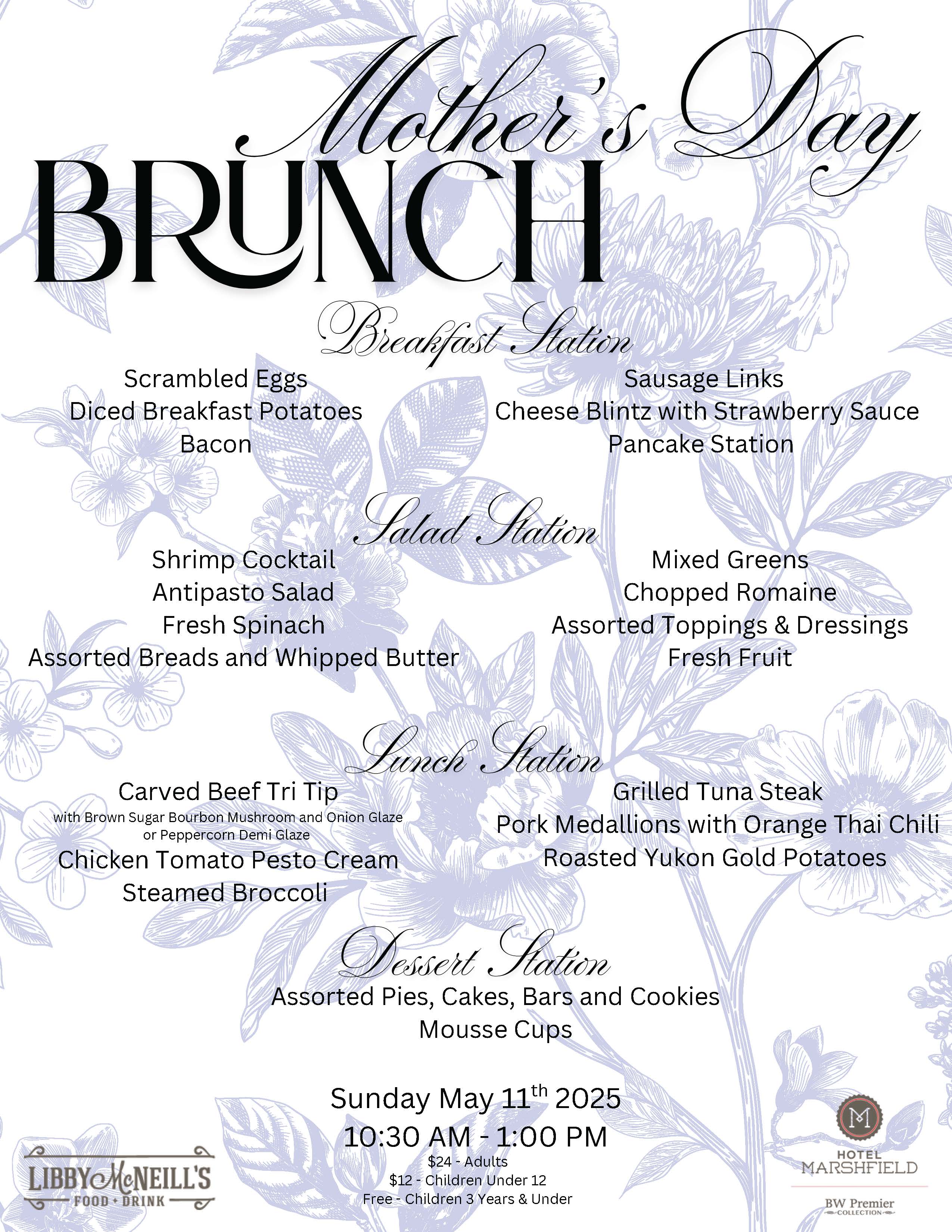 a menu of a brunch