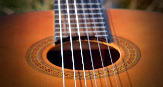close up of a guitar